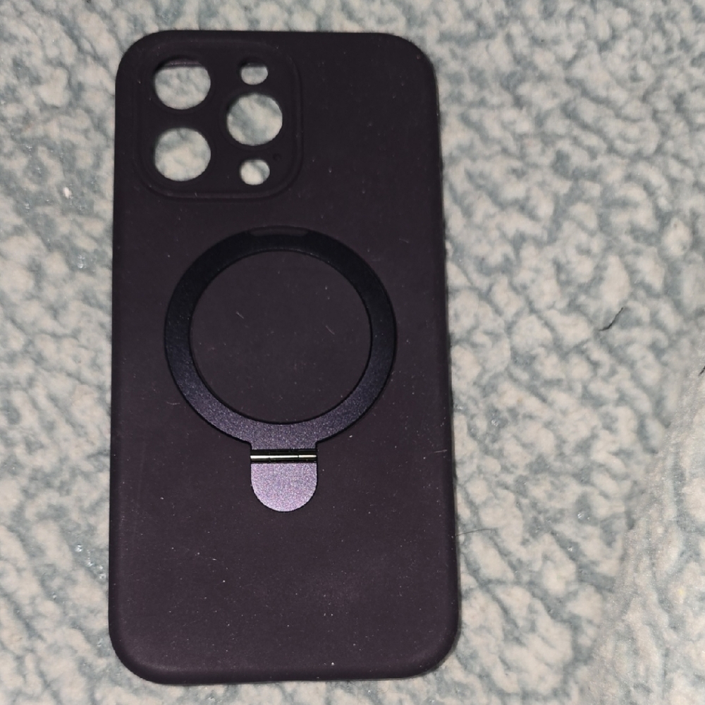 Black Silicone IPhone Case with Ring Holder